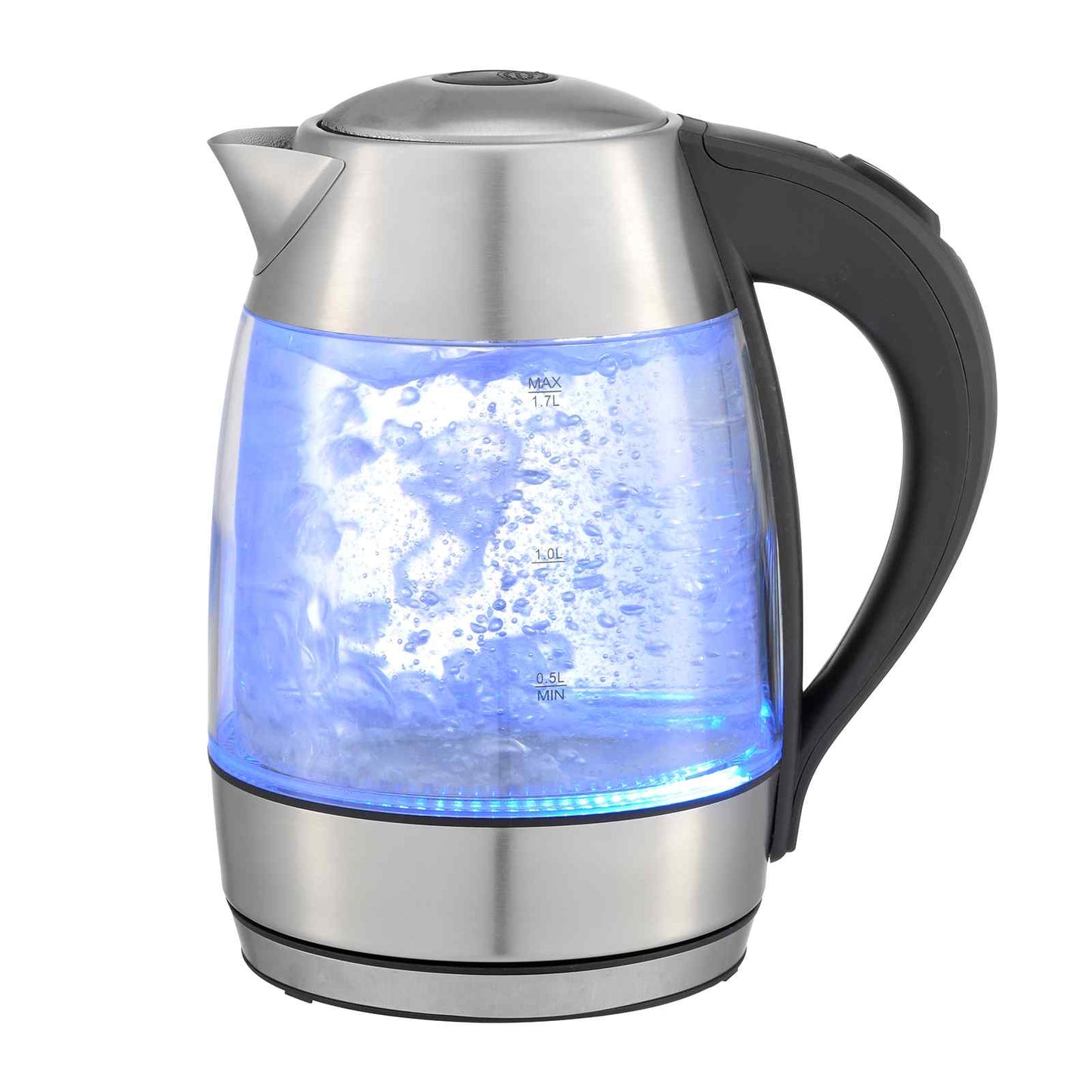 Bollitore in vetro in acciaio inox a LED blu da 1,7 l - ITALYSUPPLY