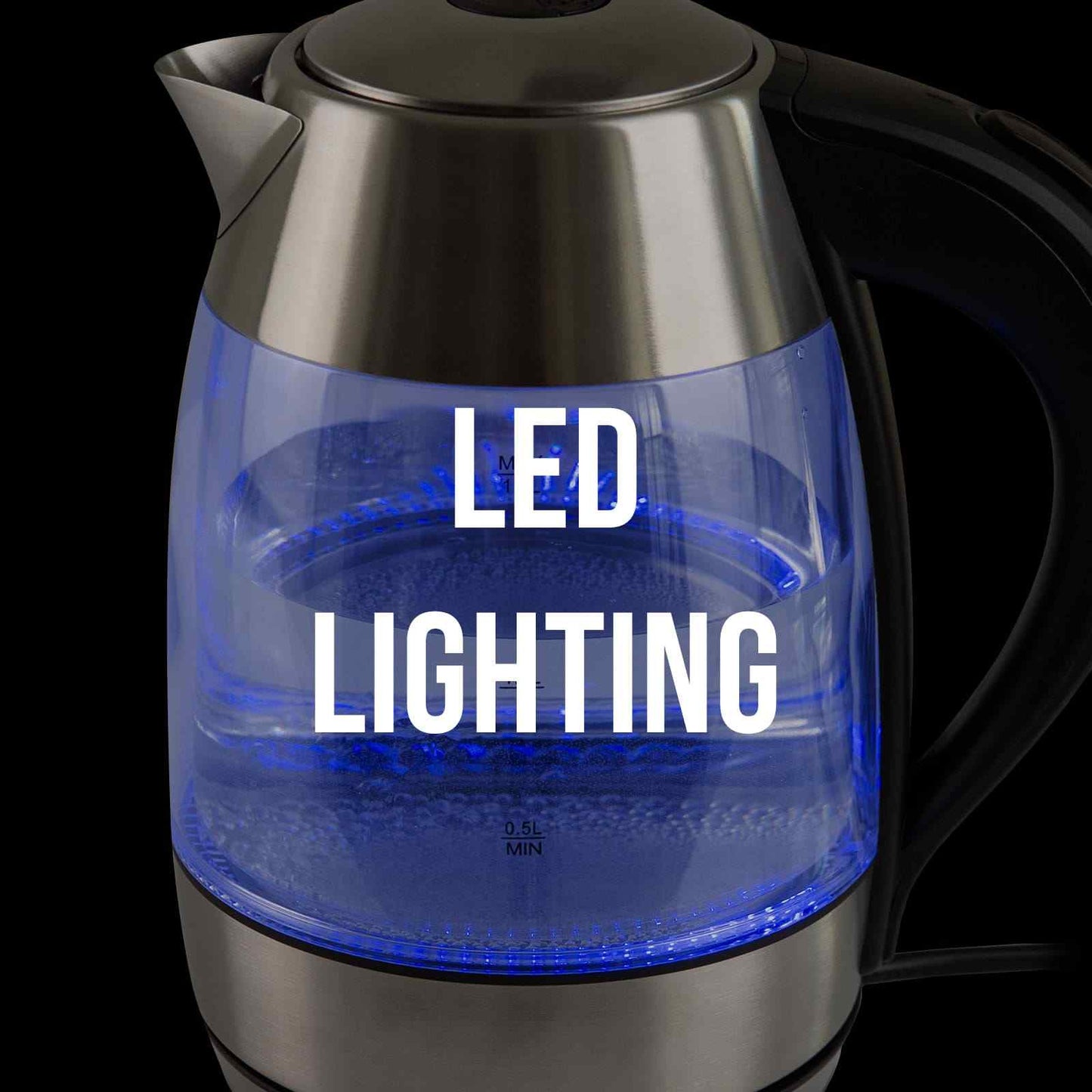Bollitore in vetro in acciaio inox a LED blu da 1,7 l - ITALYSUPPLY