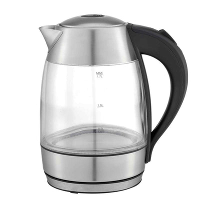 Bollitore in vetro in acciaio inox a LED blu da 1,7 l - ITALYSUPPLY