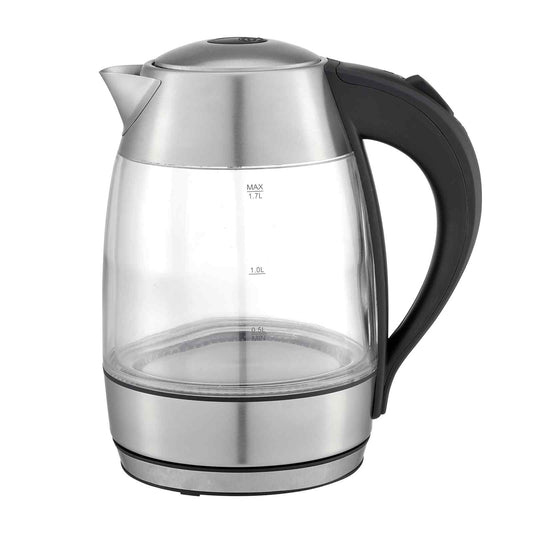 Bollitore in vetro in acciaio inox a LED blu da 1,7 l - ITALYSUPPLY
